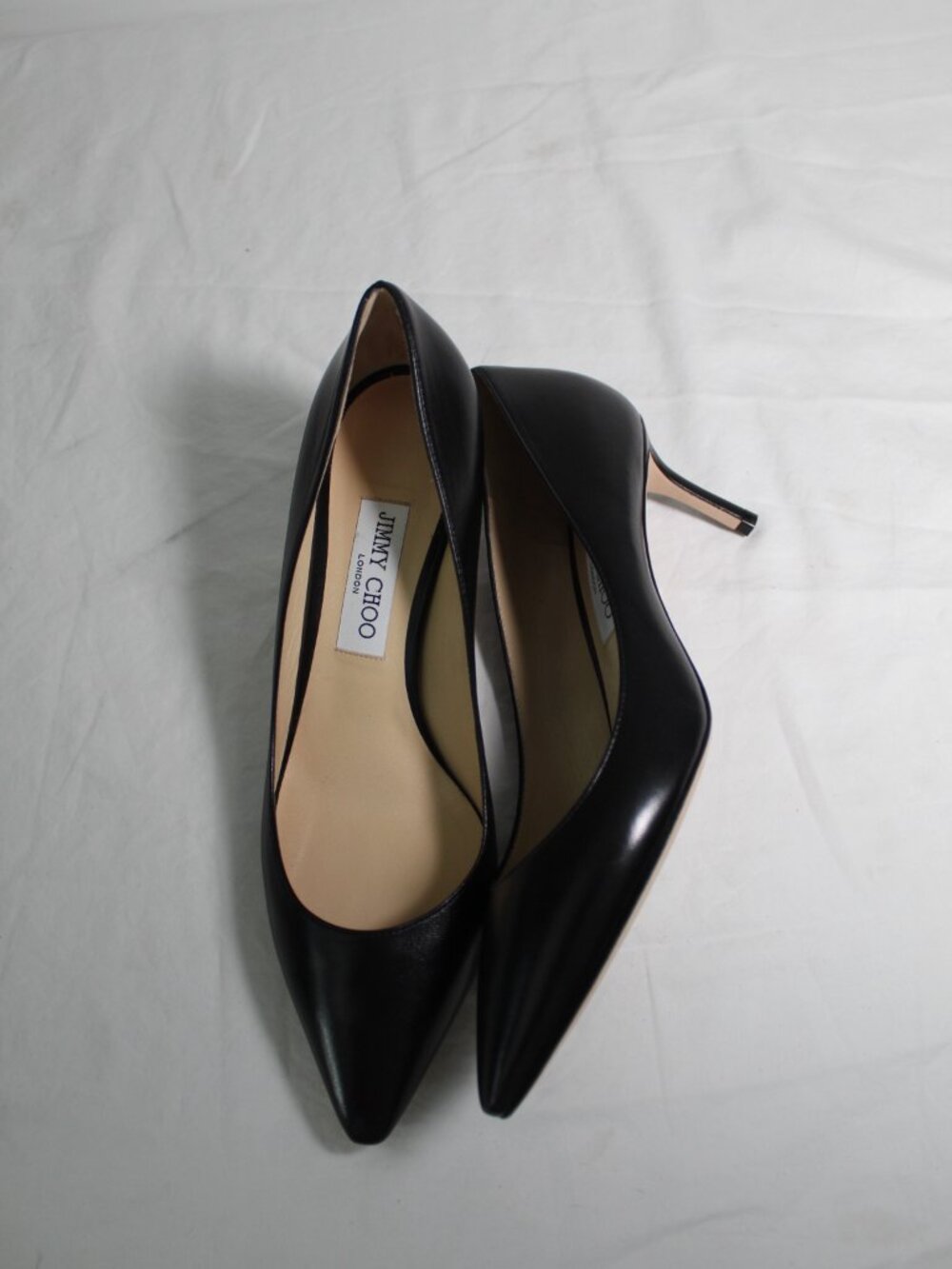 NEW Jimmy Choo Kitten Heel Pointed Toe Pumps Black Leather 39